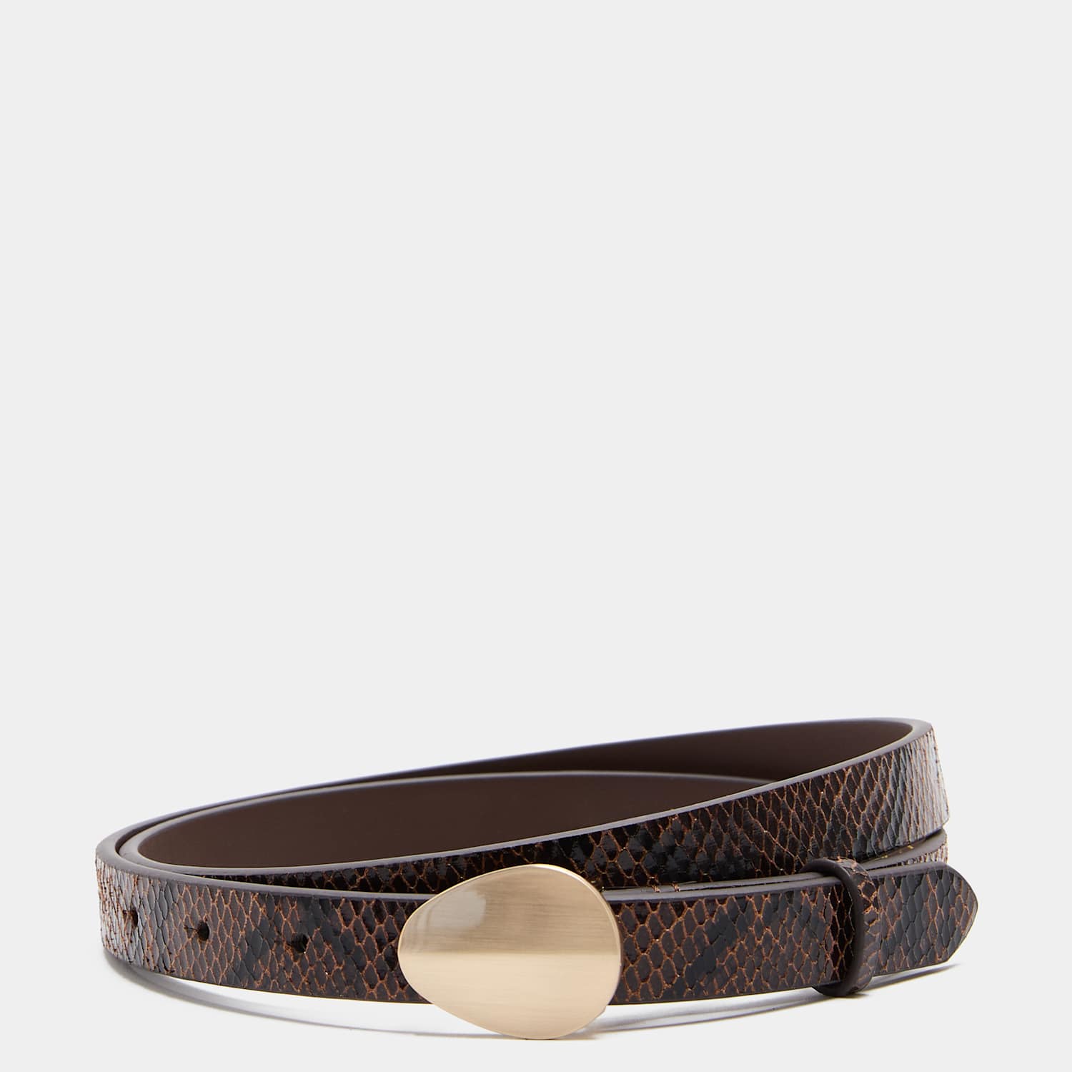 M&S Women's Snake Print Jeans Belt - Medium - Brown Mix