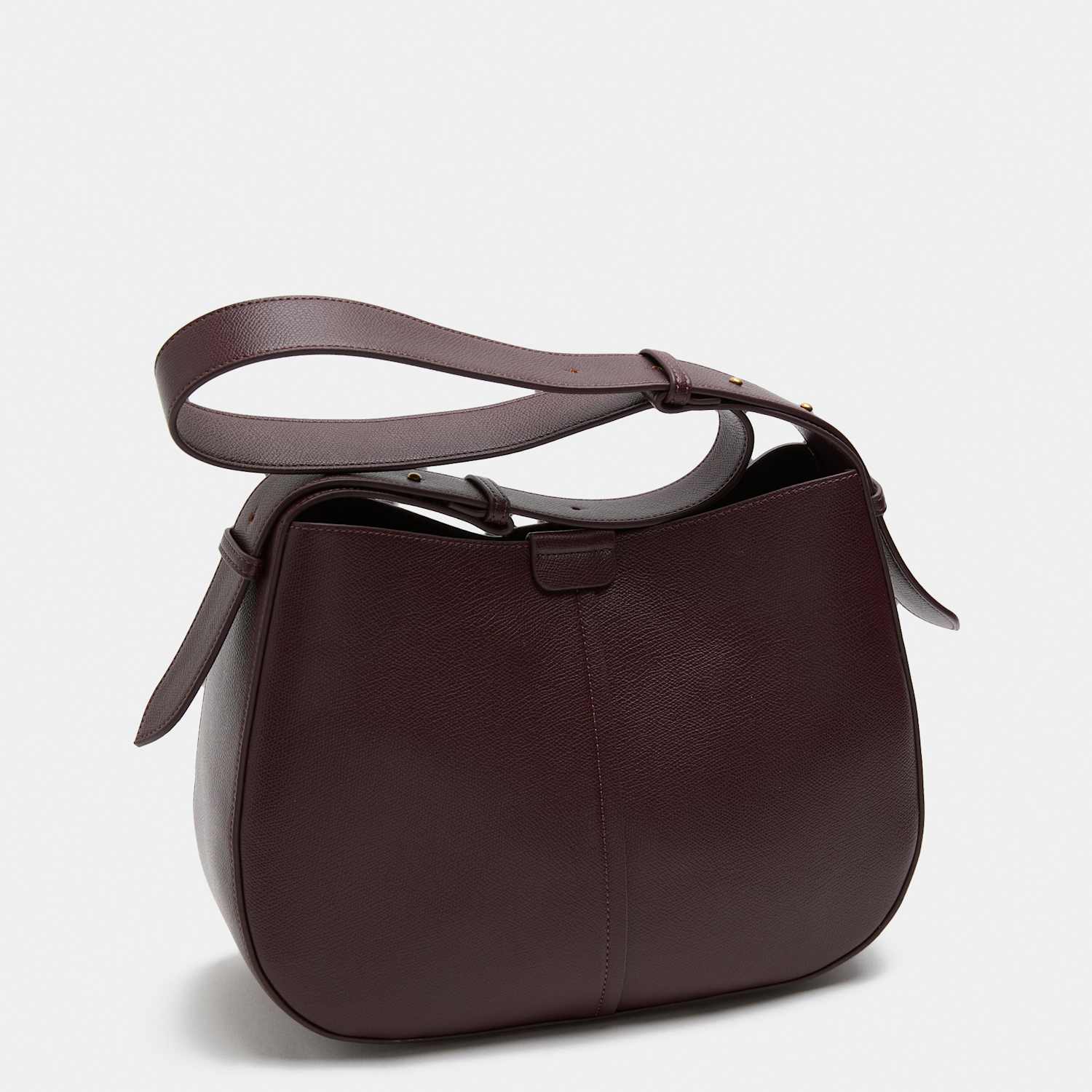 M&S Women's Faux Leather Saddle Bag - Burgundy