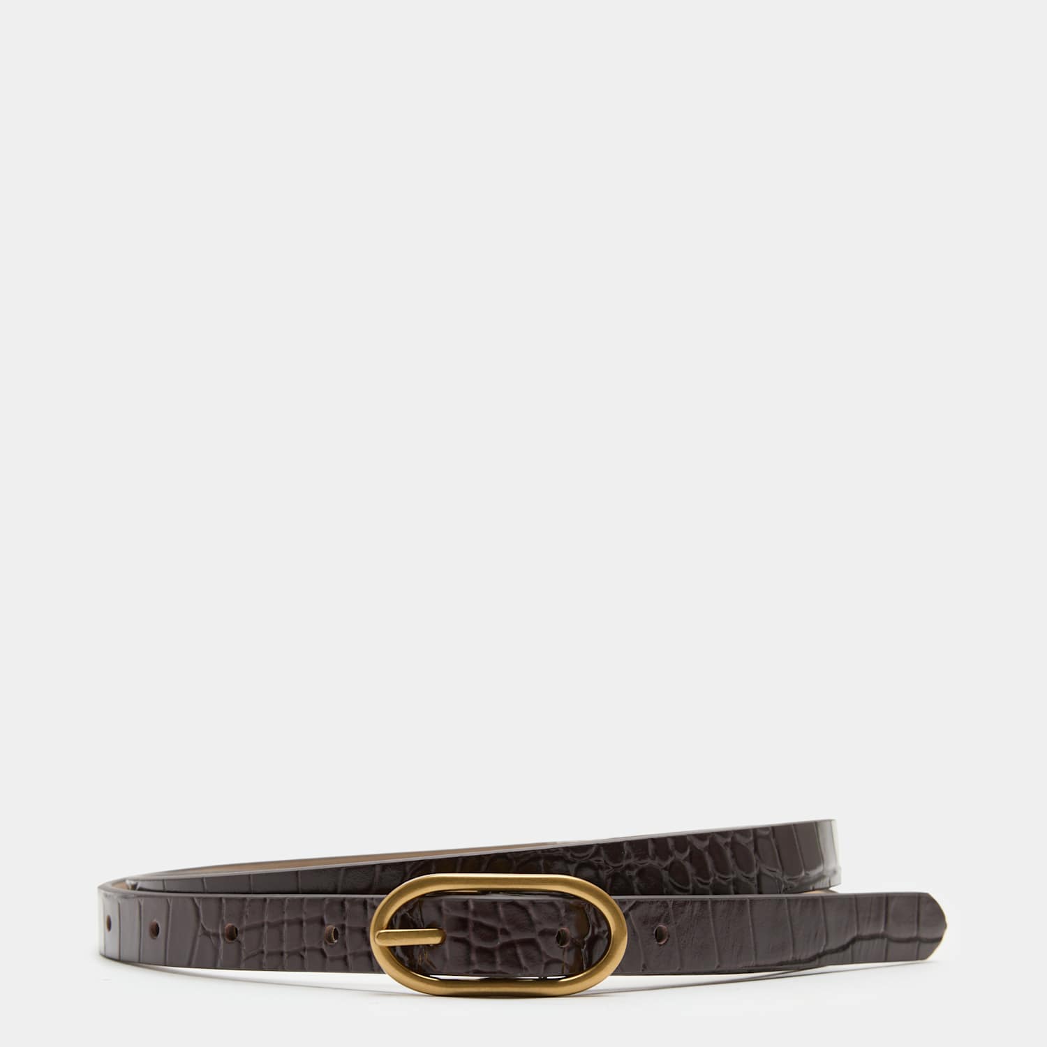 M&S Women's Croc Effect Skinny Jeans Belt - Medium - Brown Mix