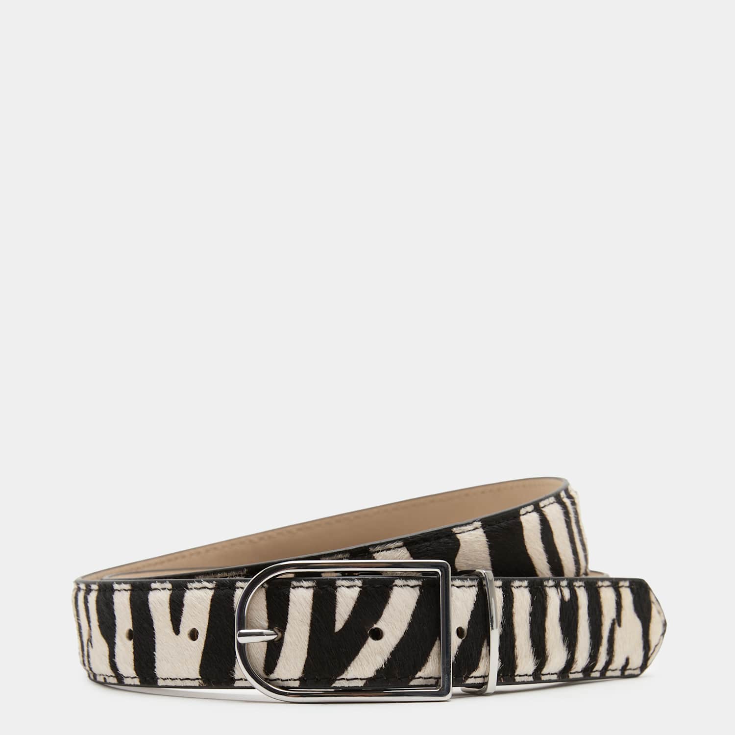 M&S Women's Hair On Leather Blend Animal Print Jeans Belt - Small - Black Mix