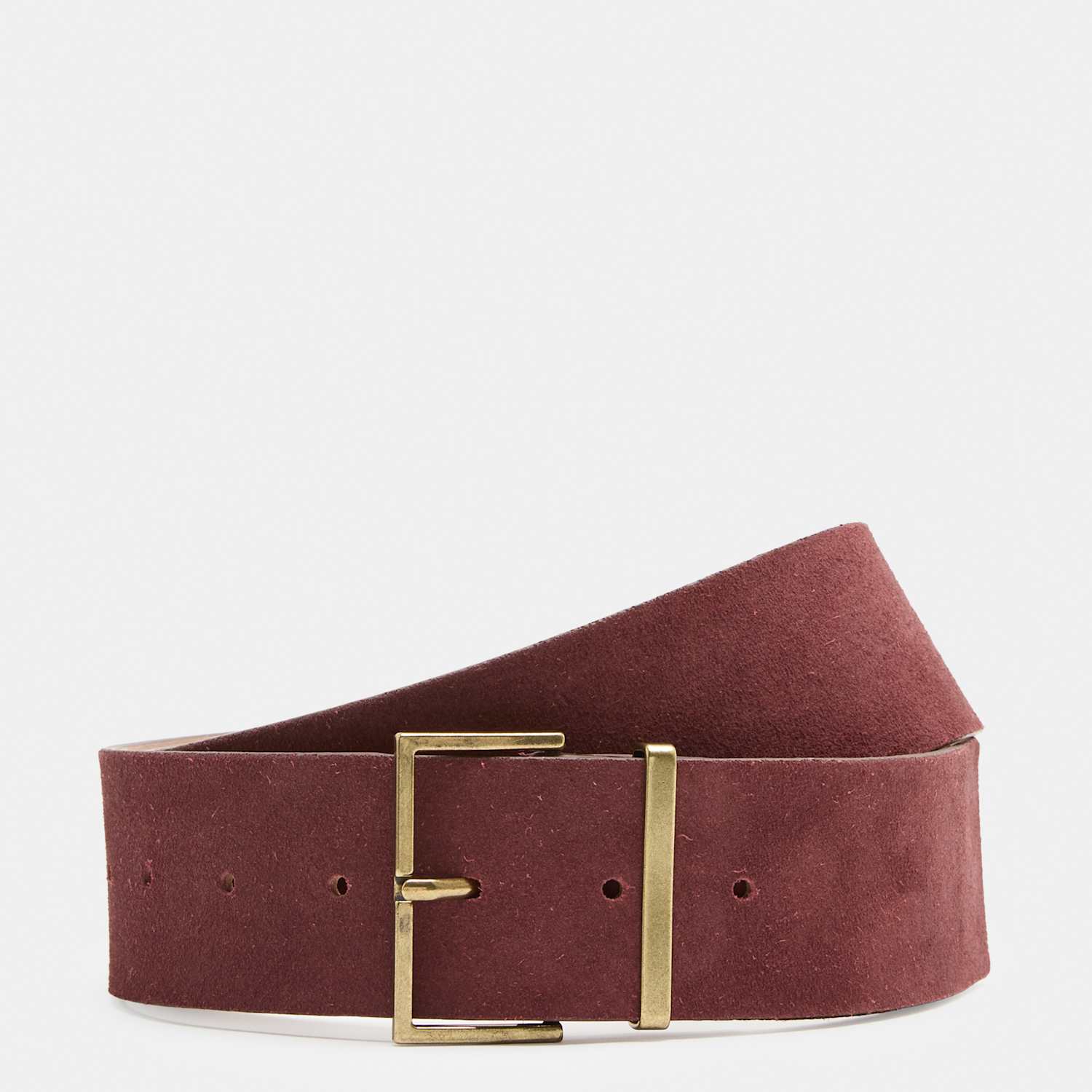 M&S Women's Suede Wide Waist Belt - Small - Burgundy