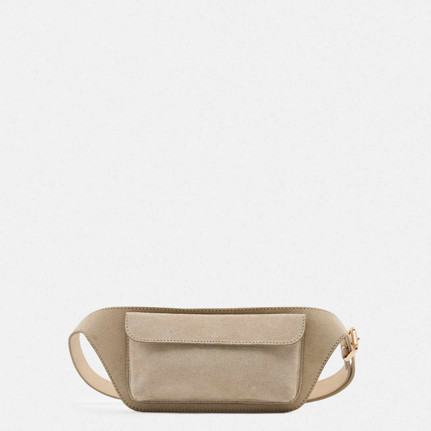 M&S Women's Suede Pocket Detail Waist Belt - Small - Sand