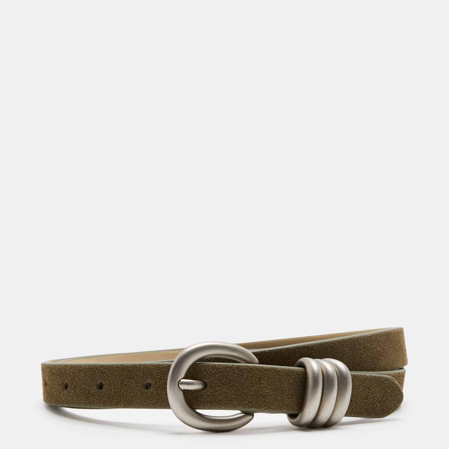 M&S Women's Leather Buckle Jeans Belt - Small - Olive