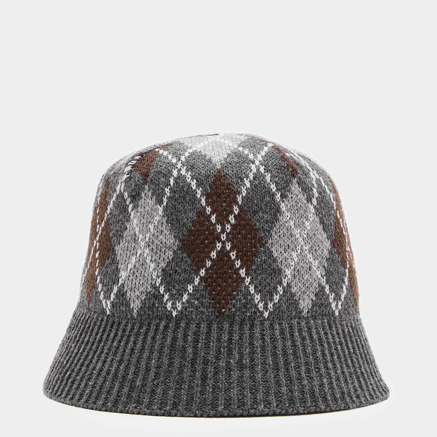 M&S Women's Wool Blend Knitted Argyle Bucket Hat - Small-Medium - Multi