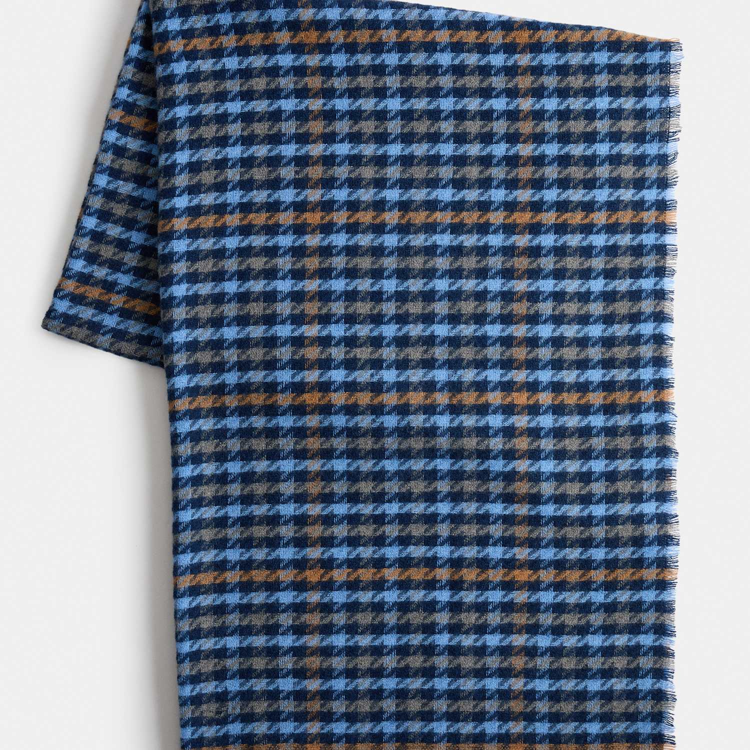 M&S Women's Checked Fringed Scarf - Blue Mix