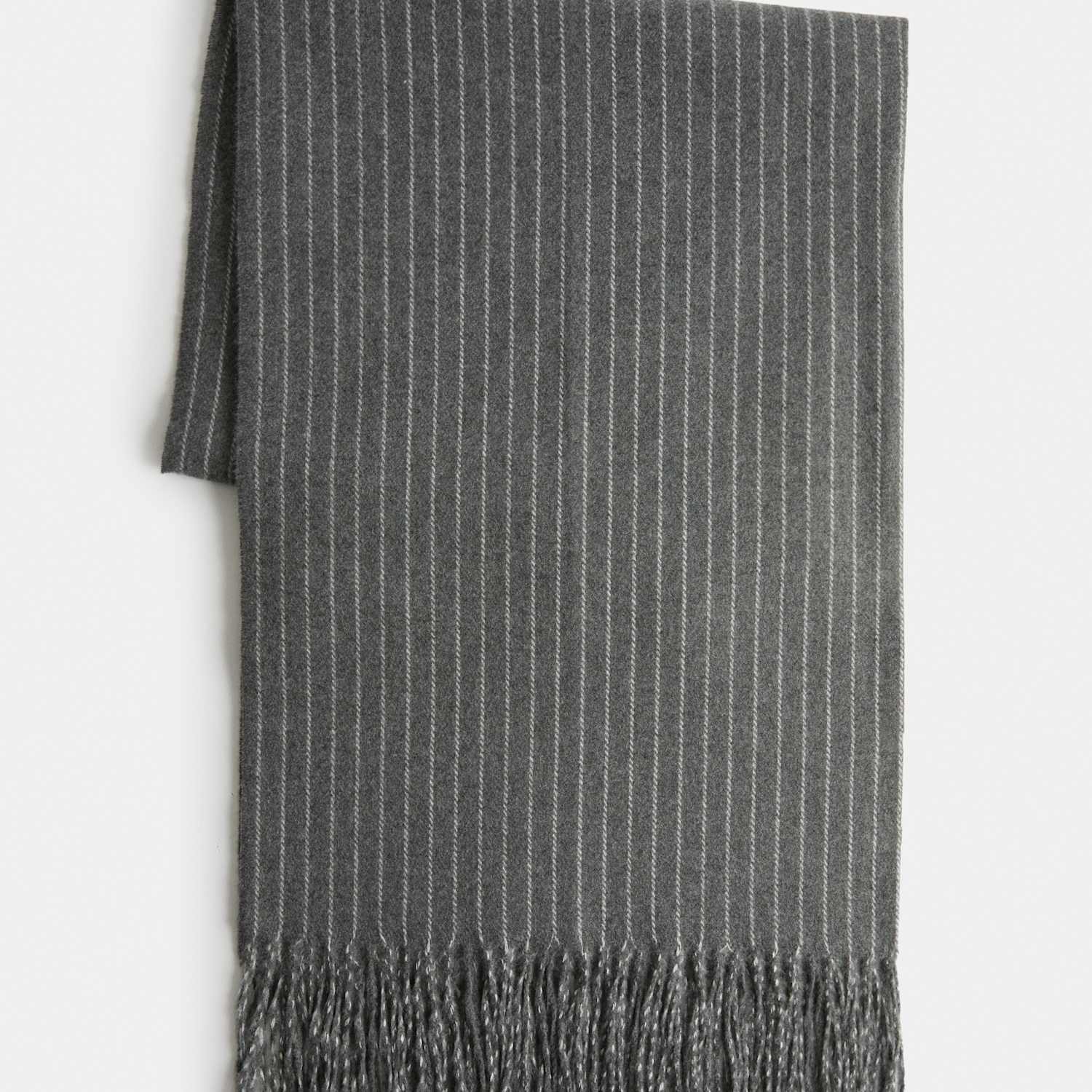 M&S Women's Pinstripe Tassel Scarf - Grey Mix