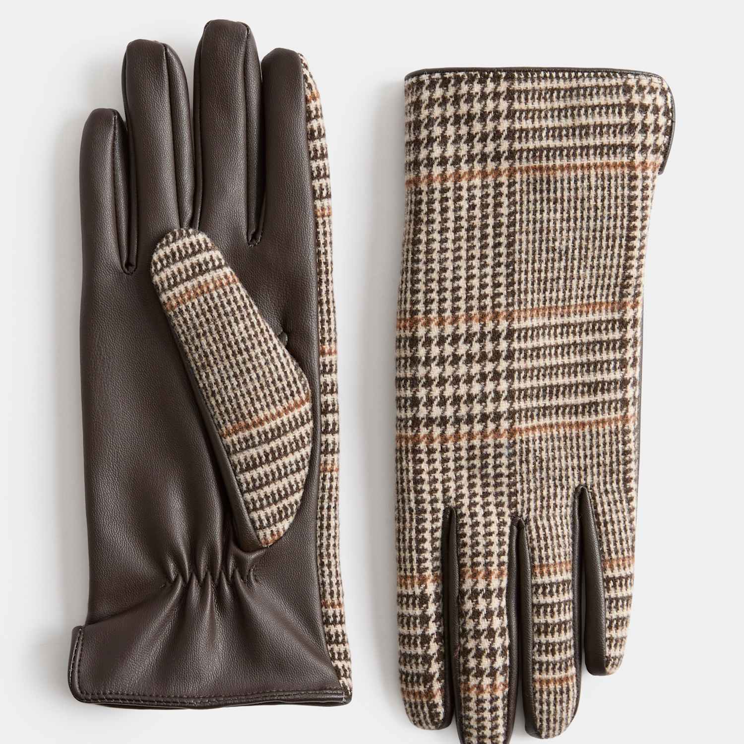 M&S Women's Checked Gloves - Small - Brown Mix