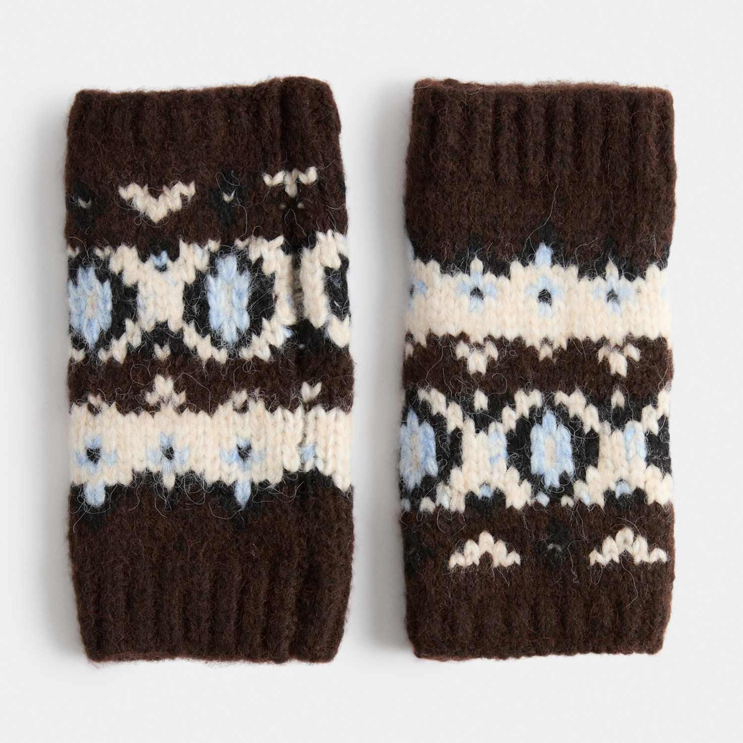M&S Women's Fairisle Fingerless Gloves with Wool - Multi