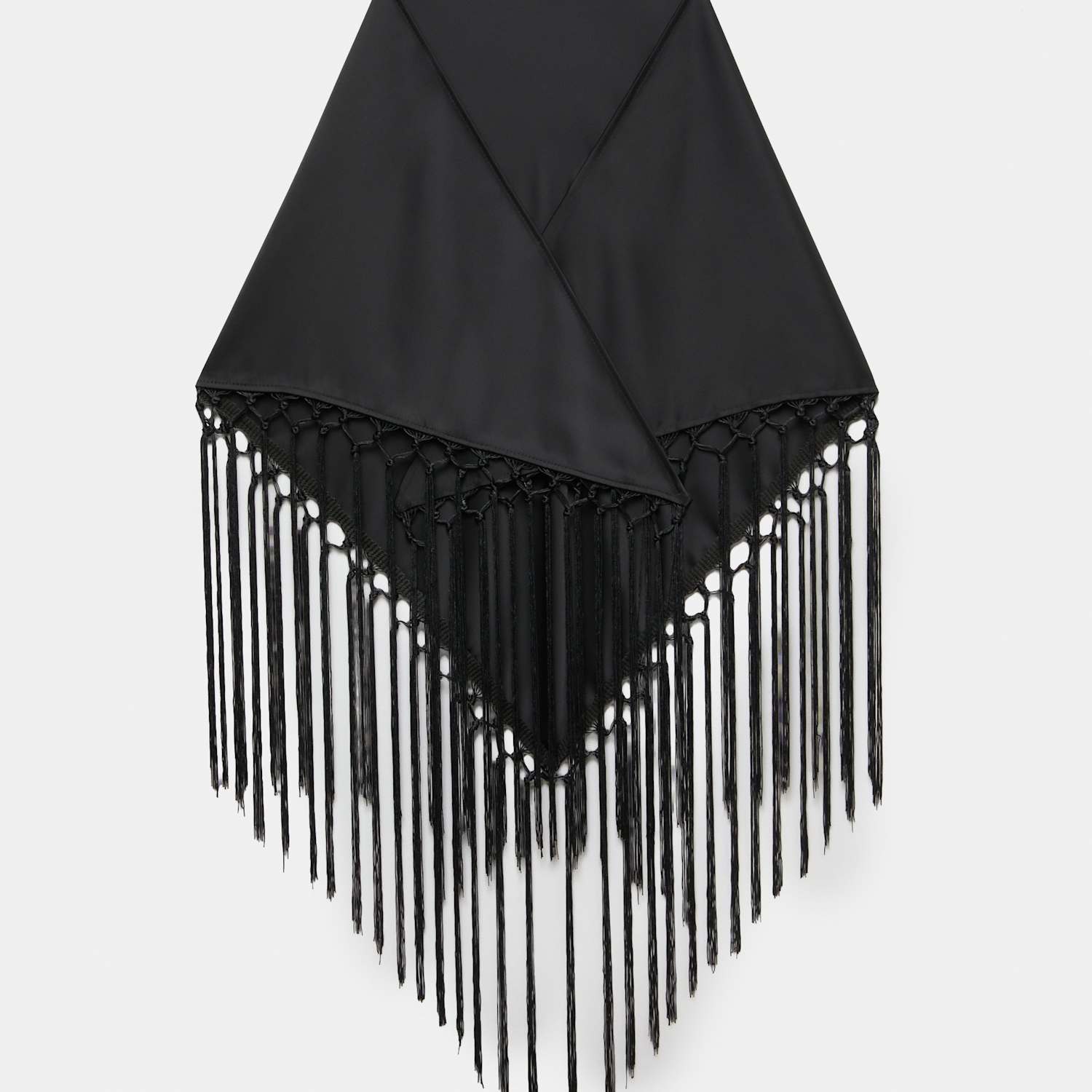 M&S Women's Satin Fringed Tassel Scarf - Black