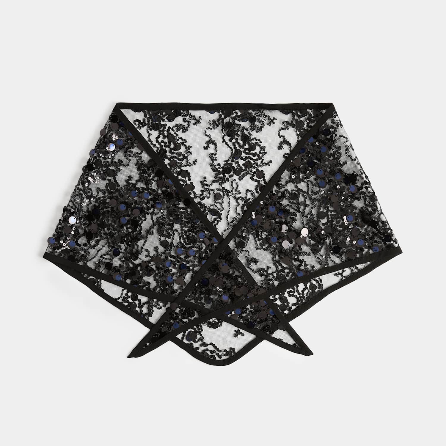 M&S Women's Sequin Triangle Scarf - Black Mix