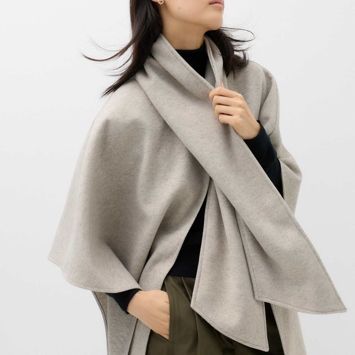M&S Women's Scarf Poncho - Oatmeal