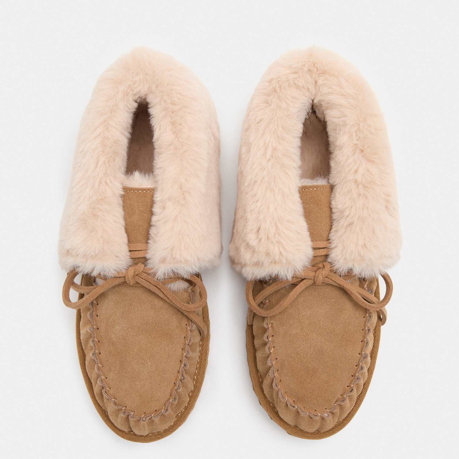 M&S Women's Suede Bow Slipper Boots - 7 - Chestnut