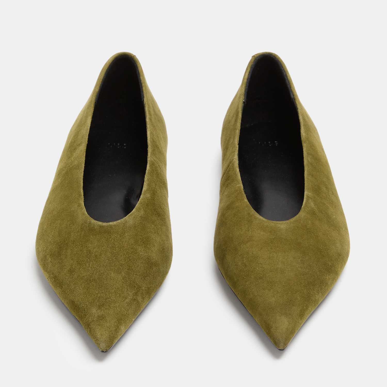 M&S Women's Suede Pointed Toe Ballet Pump - 8 - Dark Green