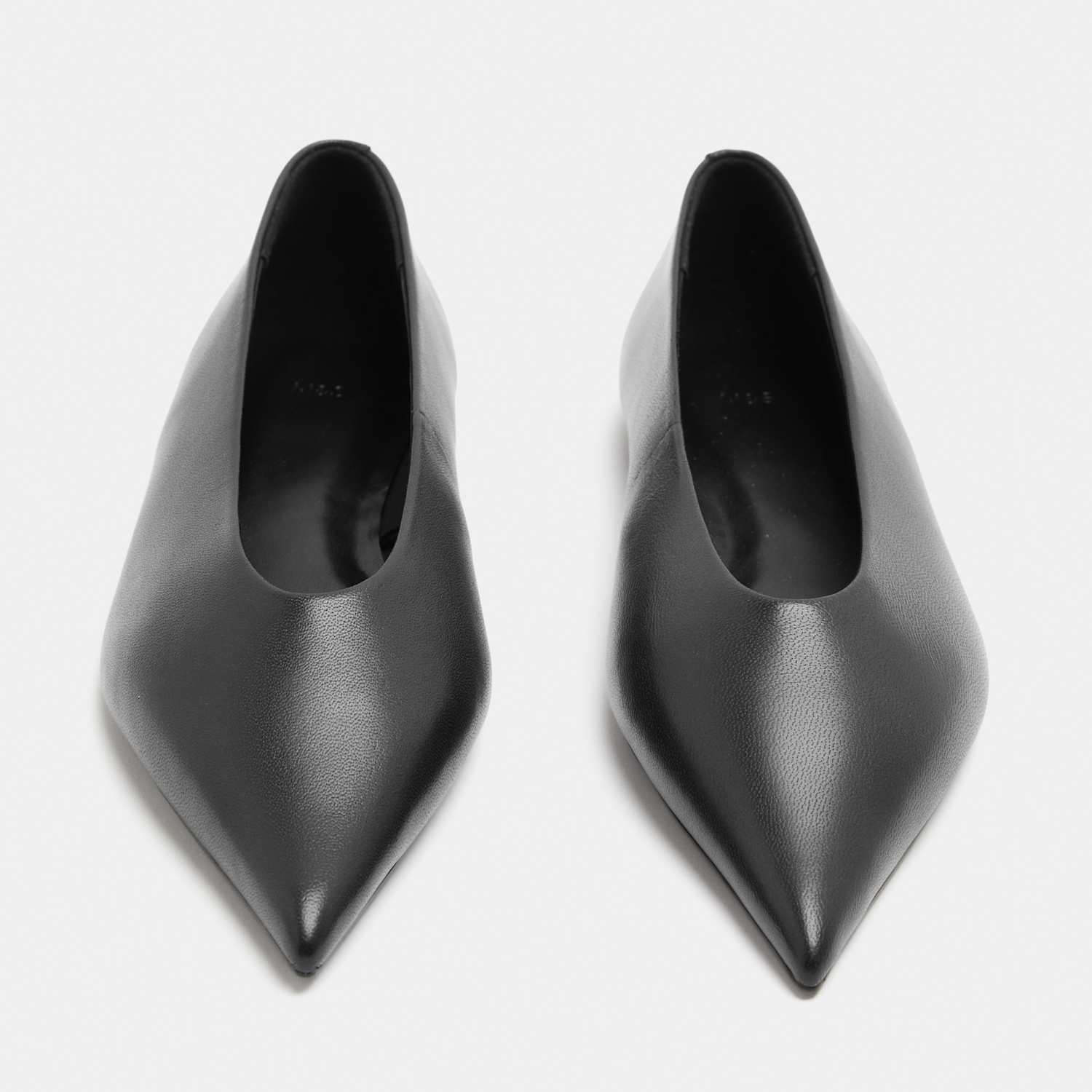 M&S Women's Leather Pointed Toe Ballet Pump - 8 - Black