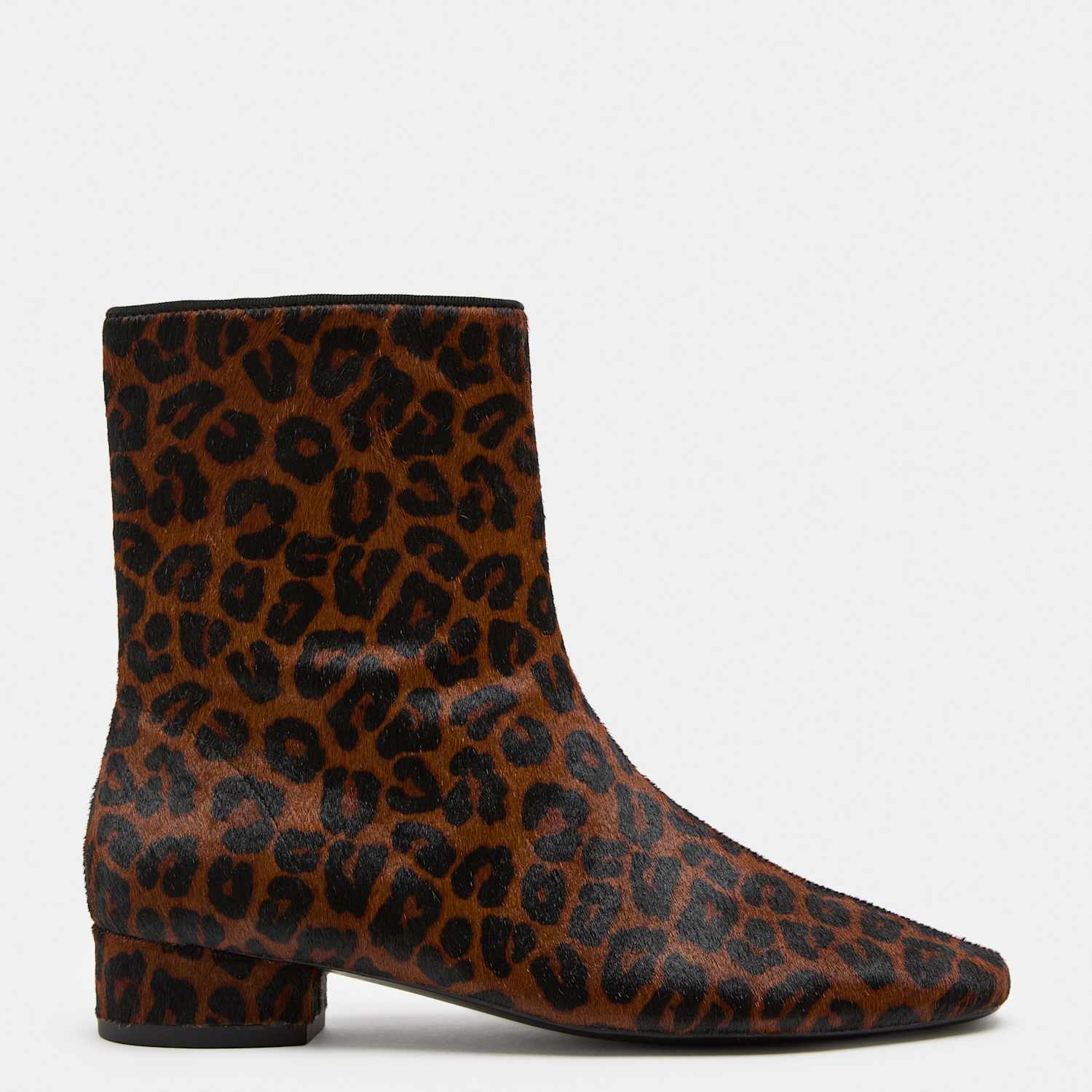 M&S Women's Leather Leopard Print Block Heel Sock Boots - 4½ - Brown Mix