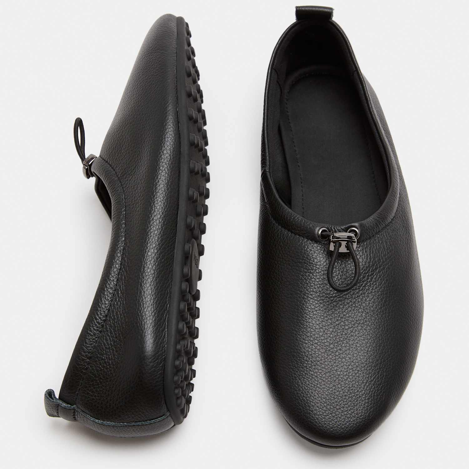 M&S Girls Leather Toggle Ballet Pumps - 4 - Black