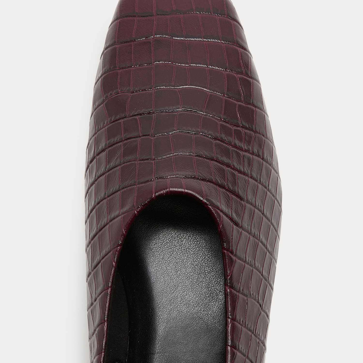 M&S Girls Leather Croc Ballet Pumps - 8 - Plum