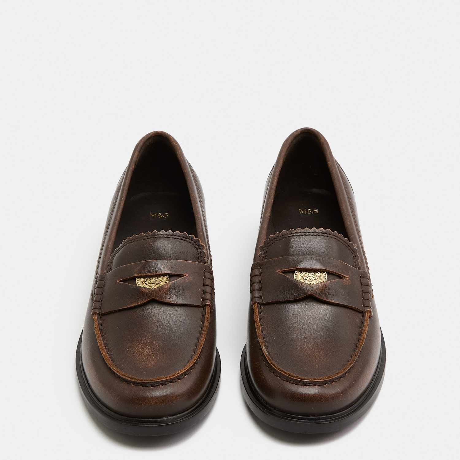 M&S Women's Leather Penny Loafers - 4 - Brown
