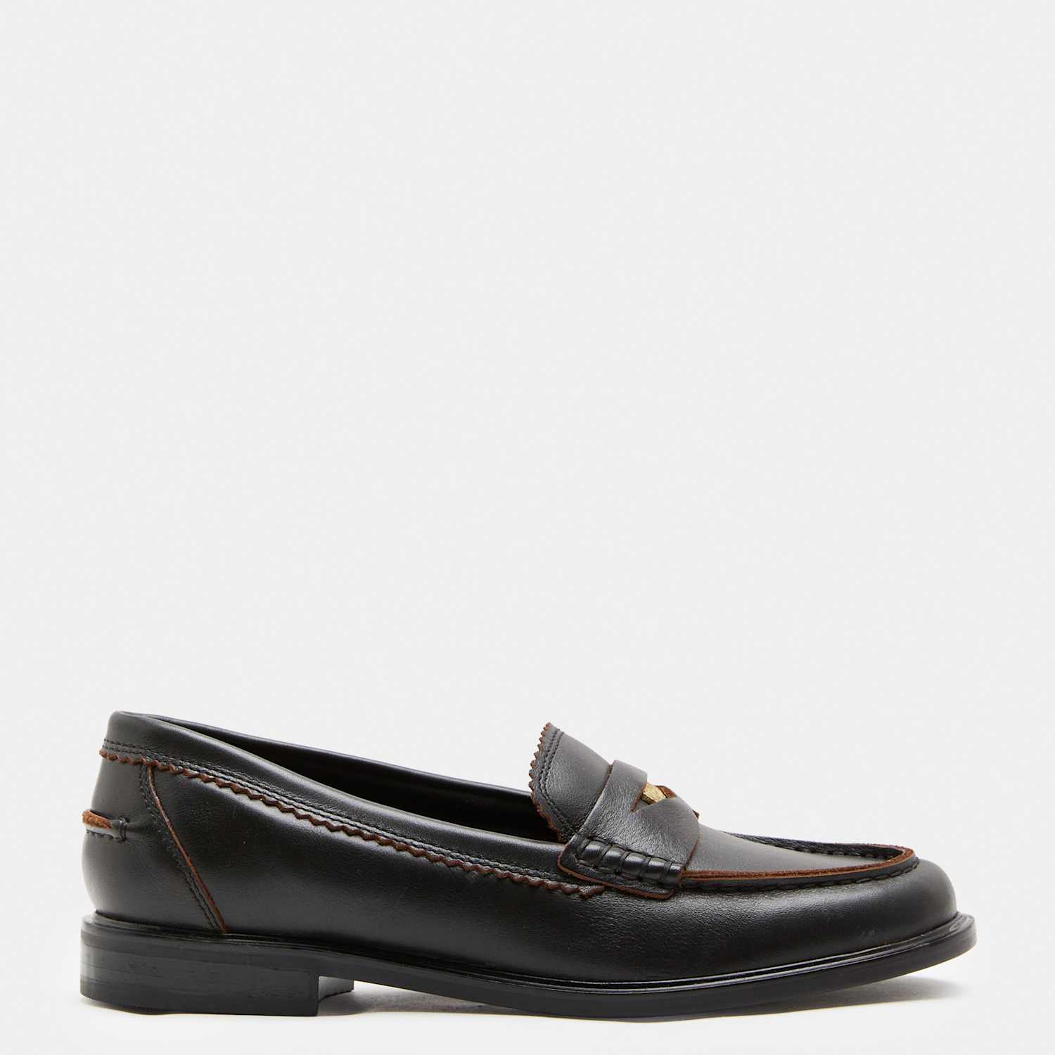 M&S Women's Leather Penny Loafers - 4 - Black