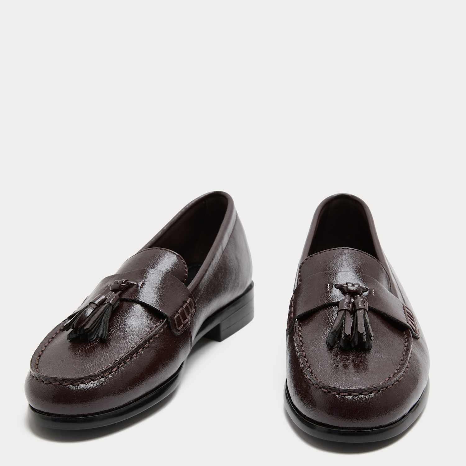 M&S Women's Tassel Block Heel Loafers - 6/Wide - Wine