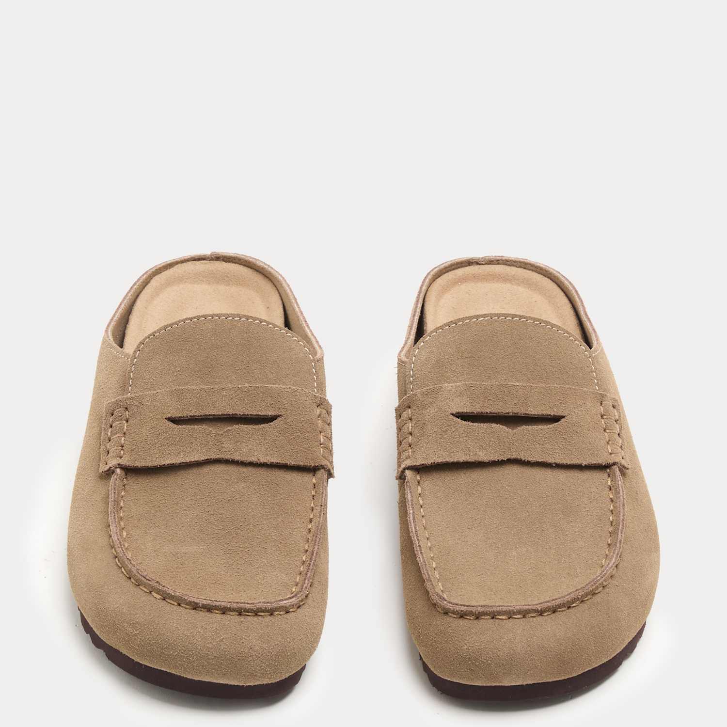 M&S Women's Suede Flat Loafer Clogs - 4 - Taupe
