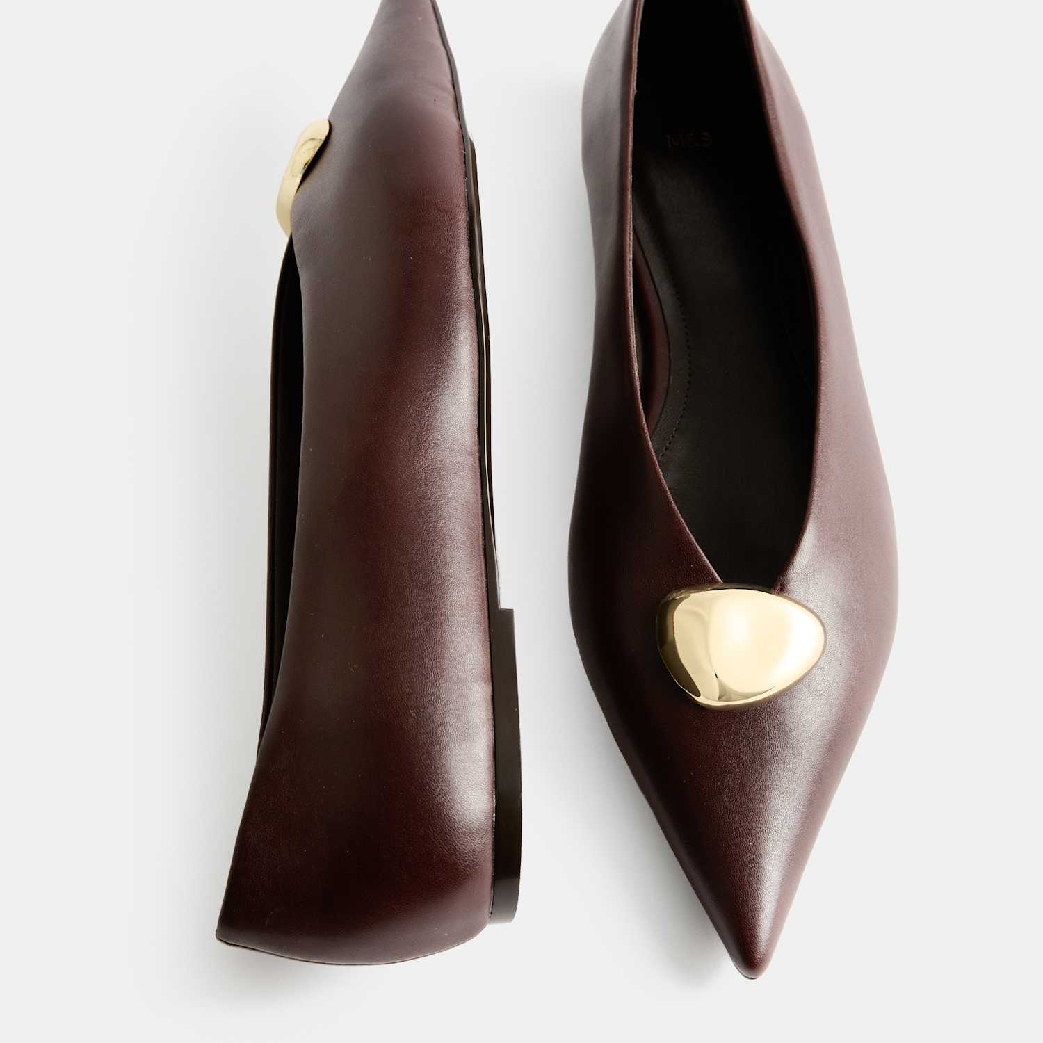 M&S Women's Trim Pointed Toe Ballet Pumps - 5 - Burgundy