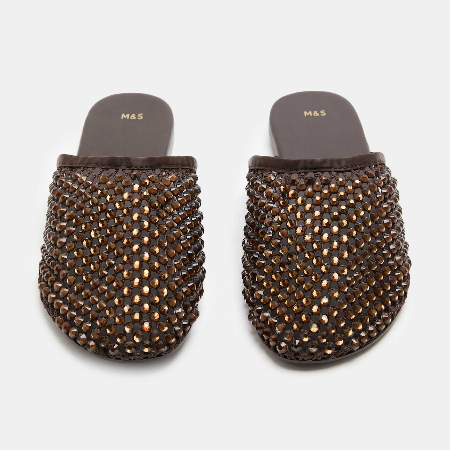 M&S Women's Embellished Flat Mules - 3 - Brown