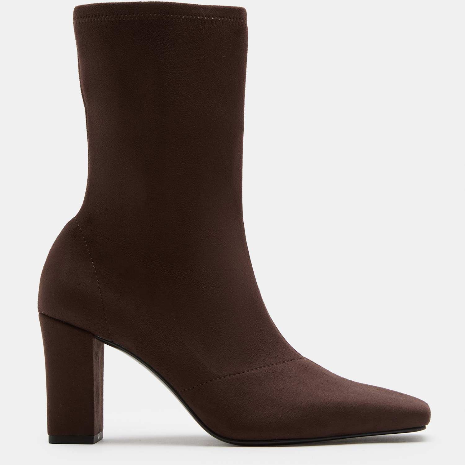 M&S Women's Square Toe Block Heel Sock Boot - 8 - Brown