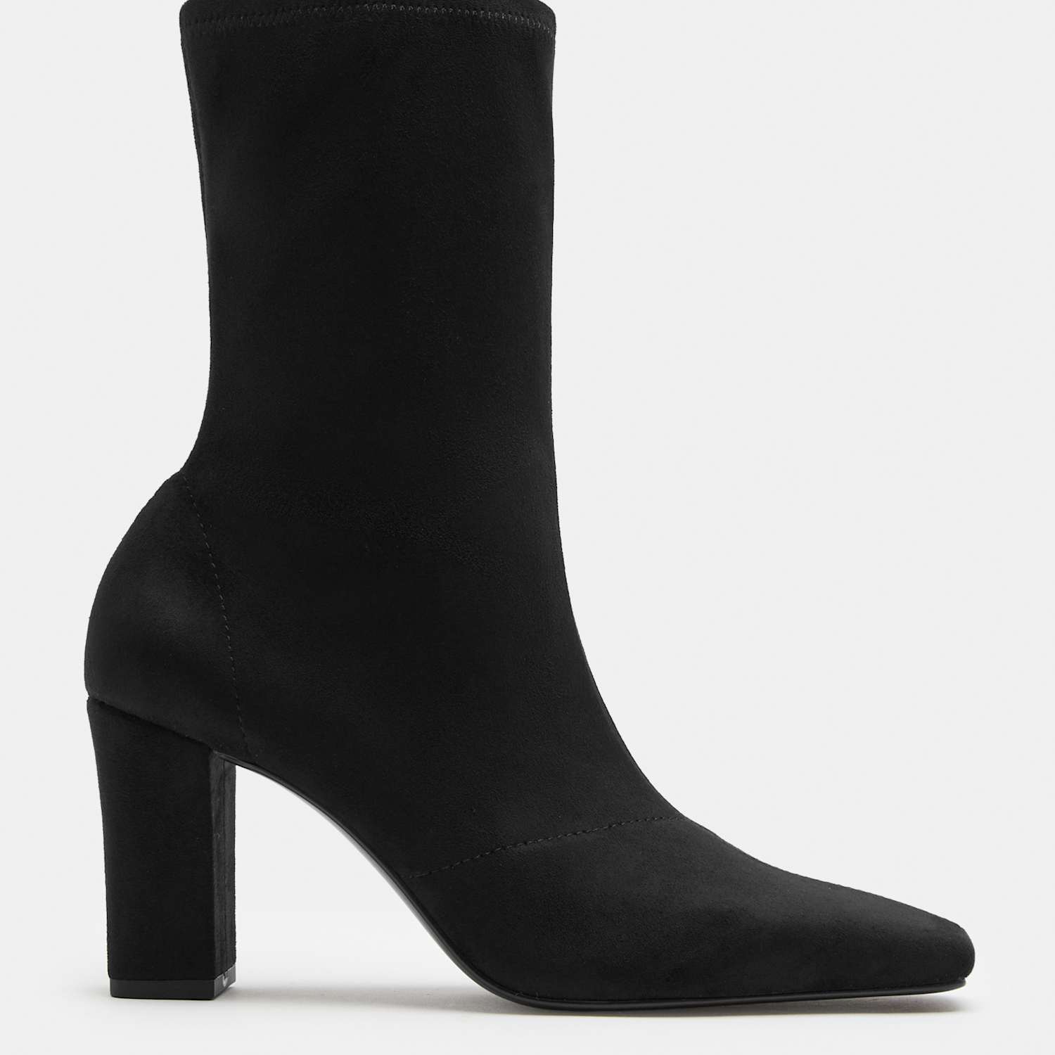 M&S Women's Square Toe Block Heel Sock Boot - 7 - Black