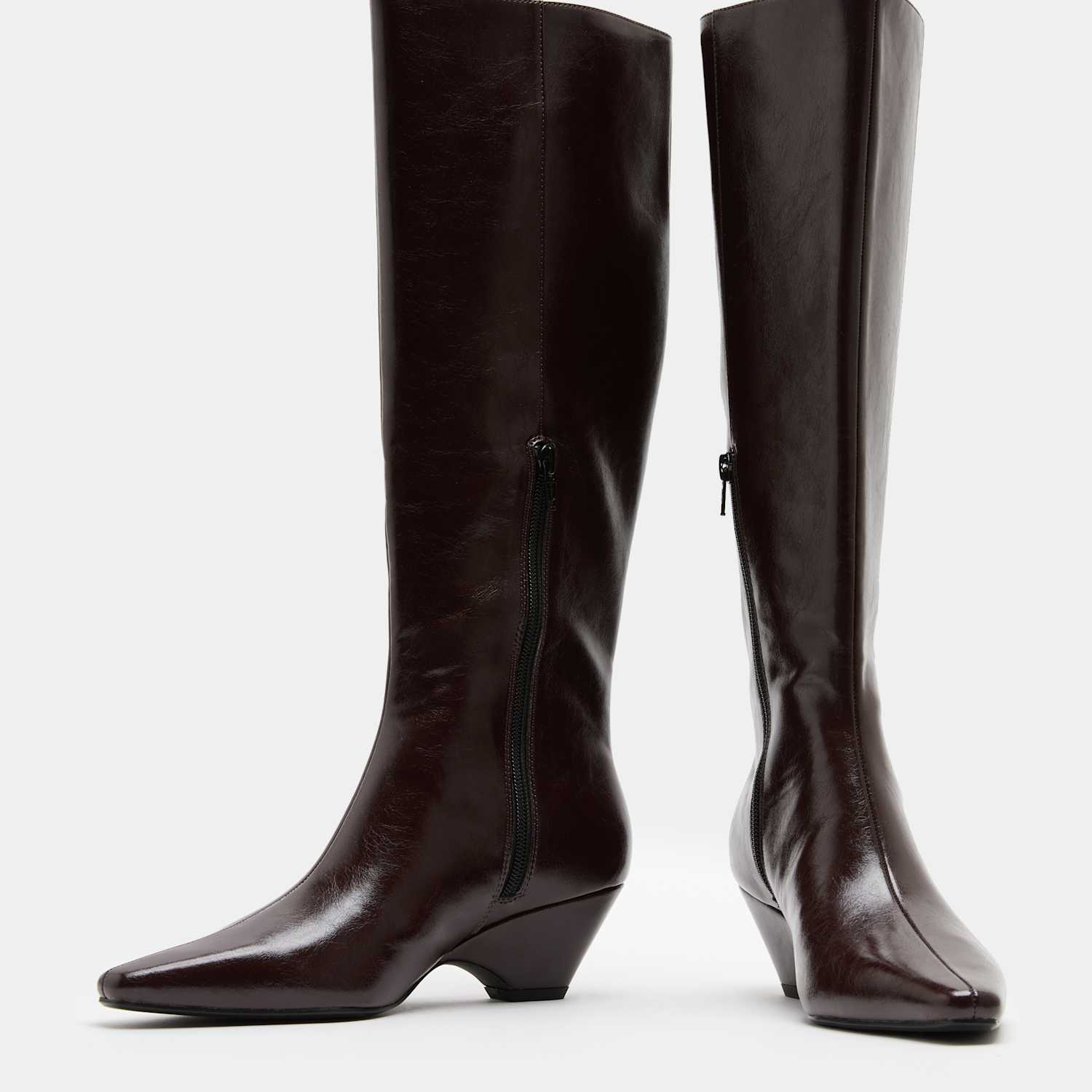 M&S Women's Wedge Knee High Boots - 4 - Wine