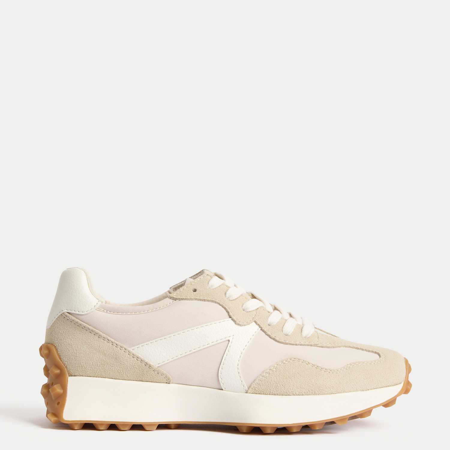 M&S Women's Leather Side Detail Trainers - 5 - Beige Mix