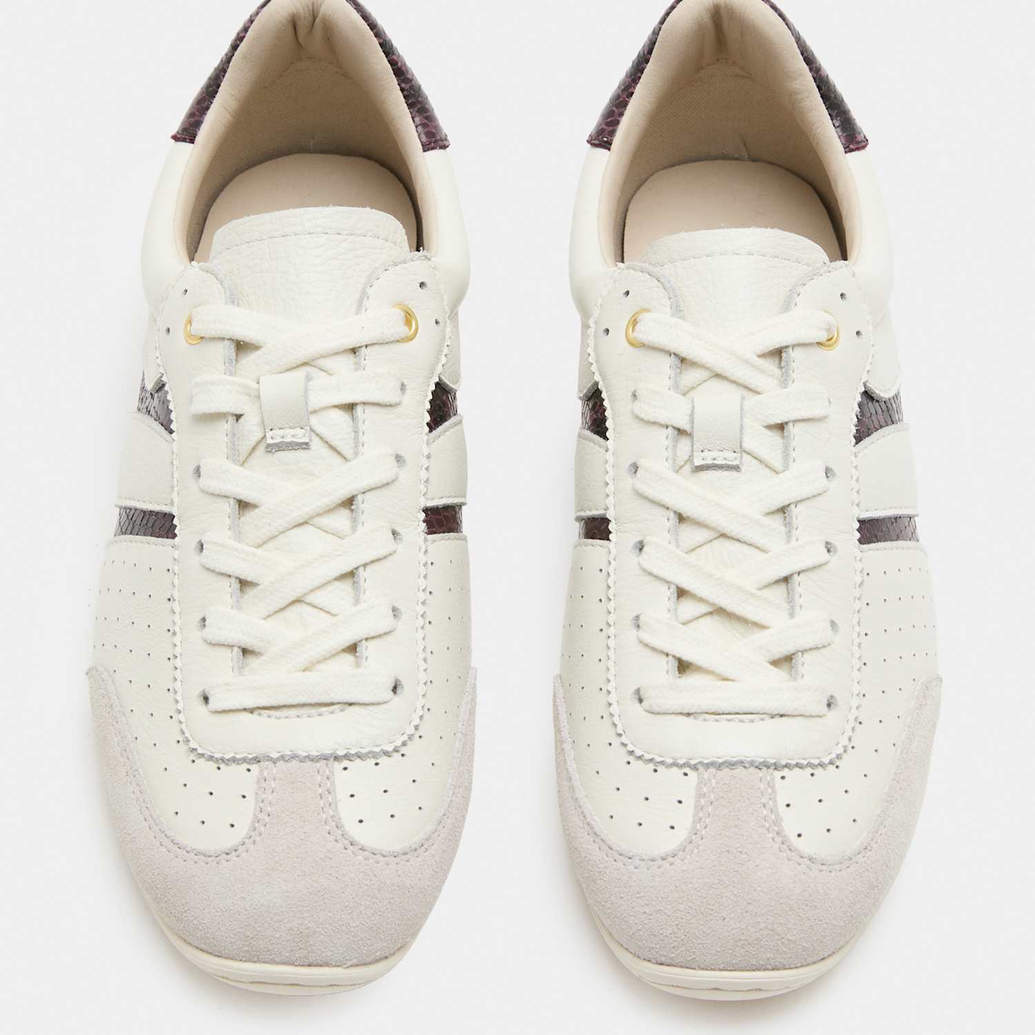 M&S Women's Leather Retro Side Detail Trainers - 4½ - Cream