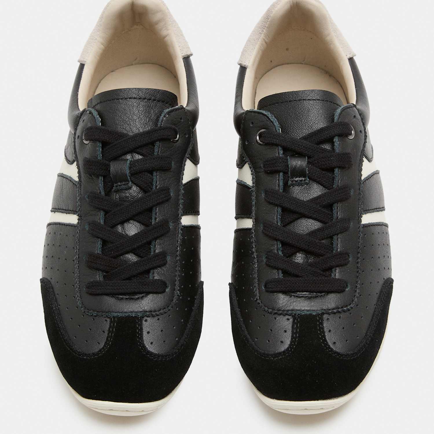 M&S Women's Leather Retro Side Detail Trainers - 4½ - Black