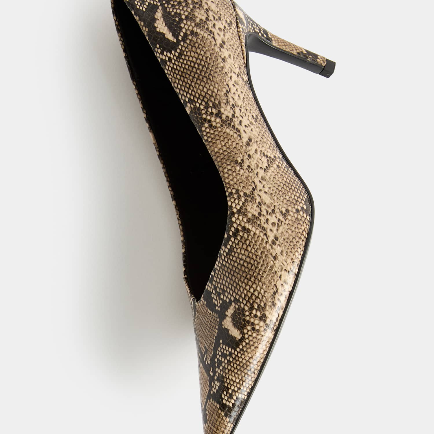 M&S Women's Snake Print Stiletto Heel Pointed Court Shoes - 4½ - Cream Mix