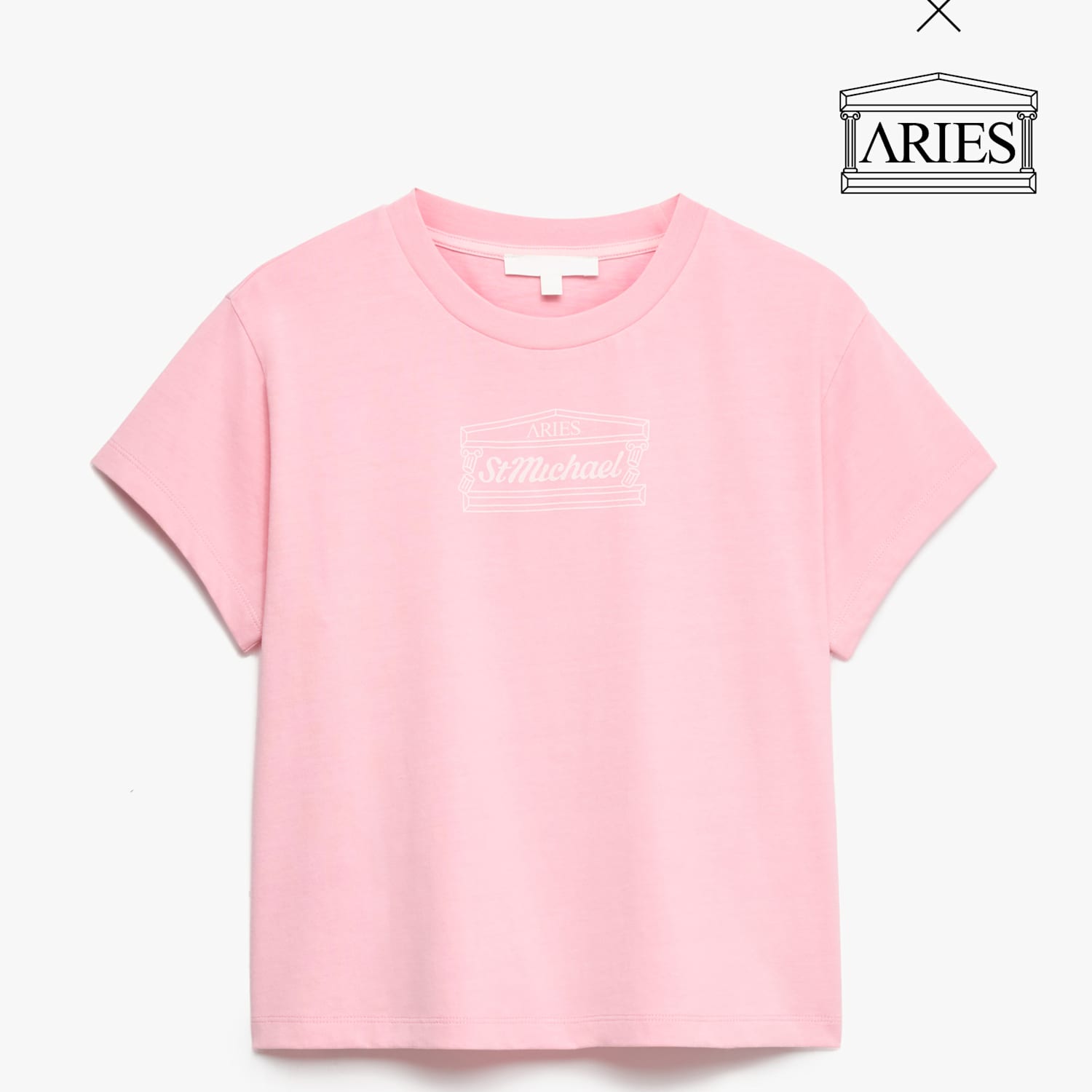 M&S X Aries Women's Pure Cotton Printed Crop T-Shirt - Small - Pink