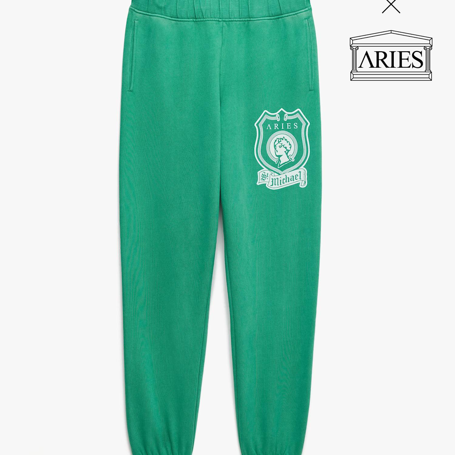 M&S X Aries Women's Pure Cotton Printed Joggers - Extra Small - Green