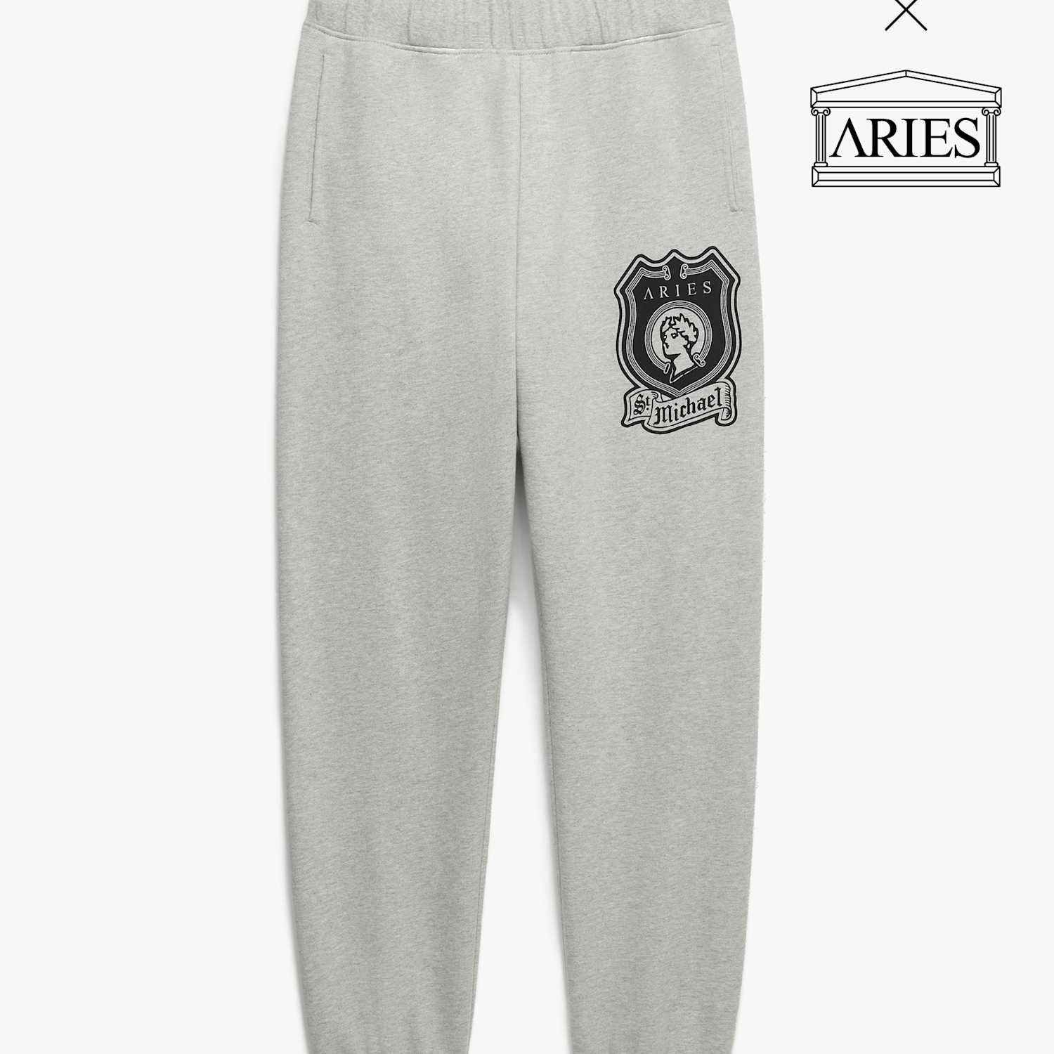 M&S X Aries Women's Pure Cotton Printed Joggers - Medium - Grey Marl
