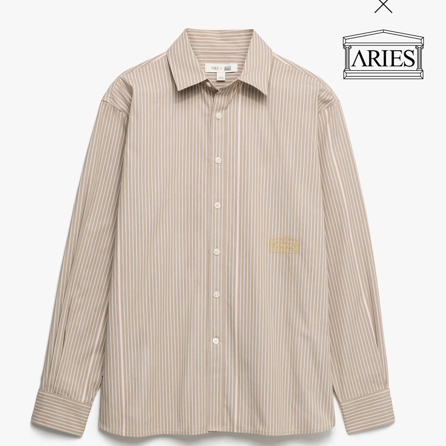 M&S X Aries Women's Pure Cotton Striped Shirt - Extra Small - Neutral