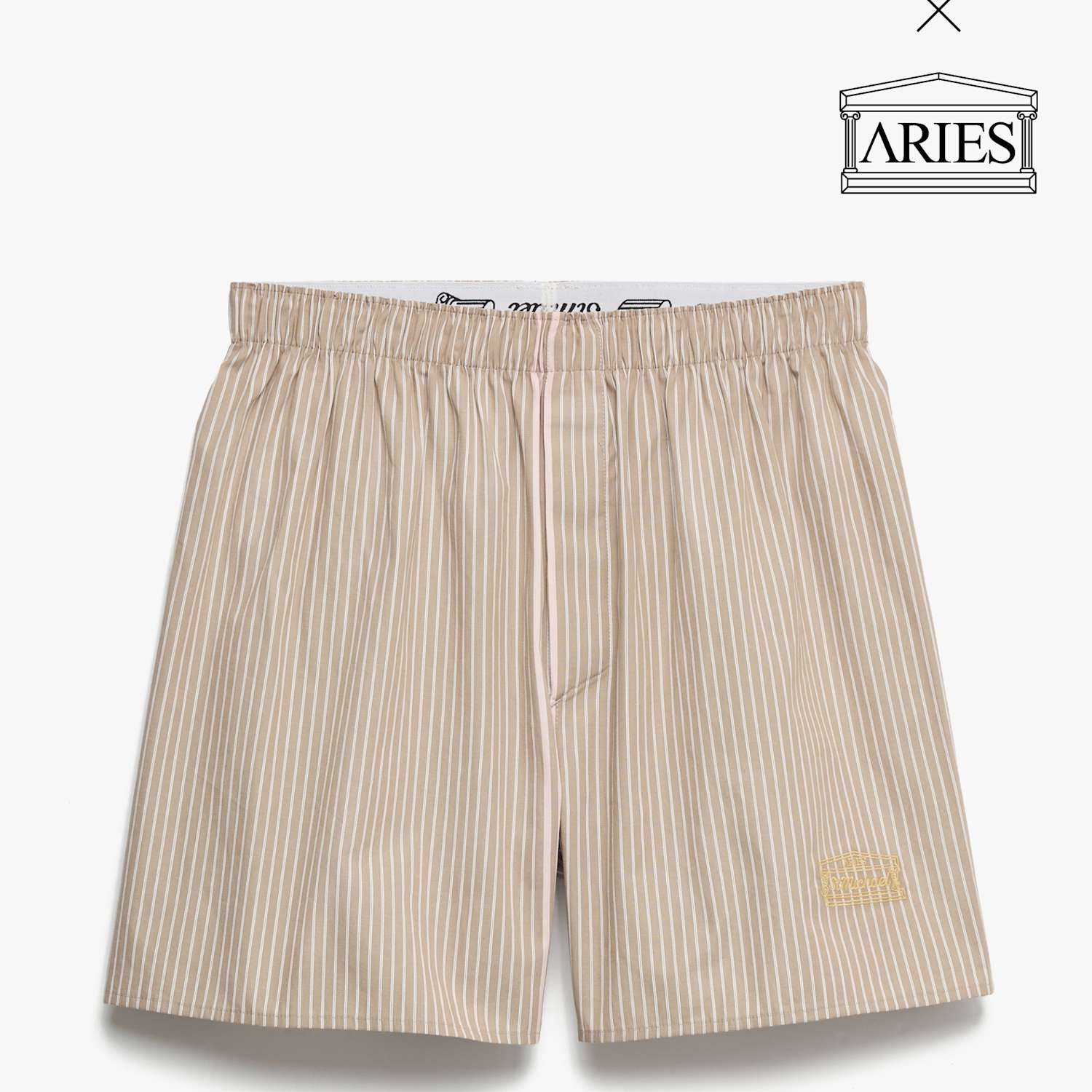 M&S X Aries Women's Pure Cotton Striped Boxer Shorts - Extra Small - Neutral