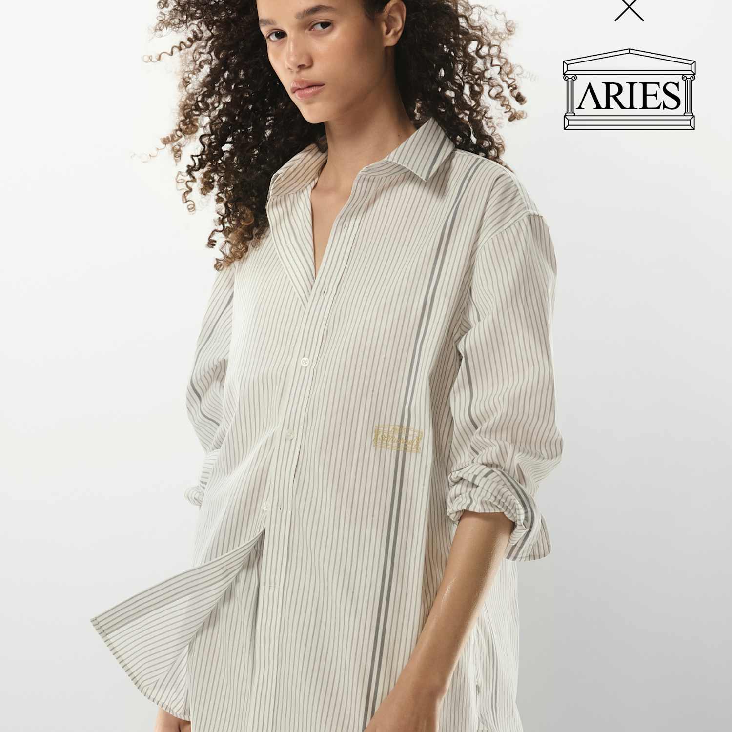 M&S X Aries Women's Pure Cotton Striped Boxer Shorts - Large - White Mix
