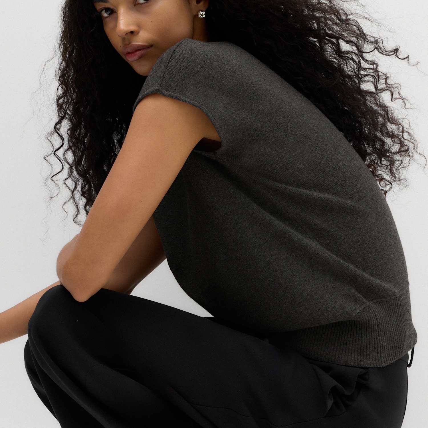 M&S Women's Draped Neck Knitted Top - Extra Small - Charcoal