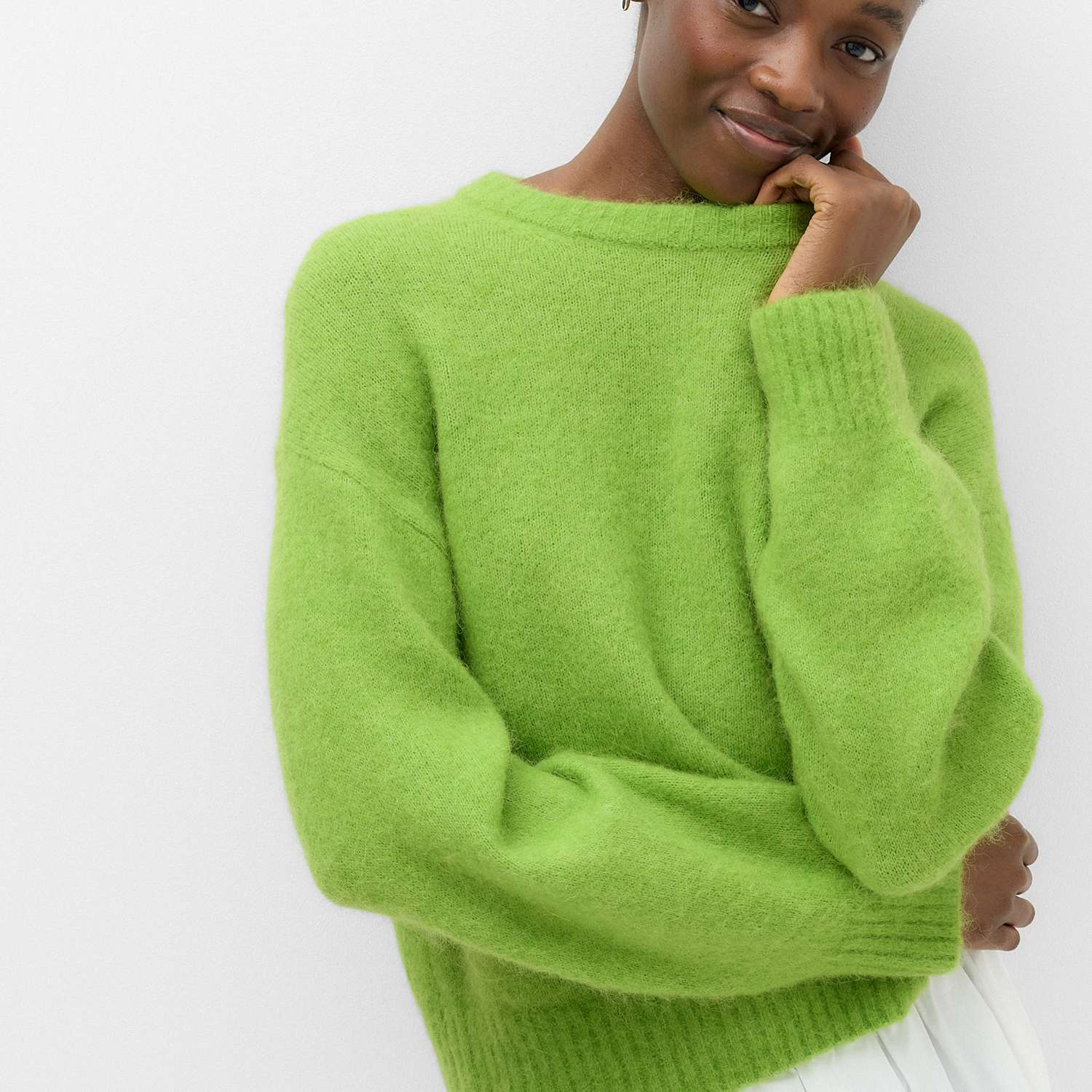 M&S Women's Alpaca Blend Textured Relaxed Jumper - Small - Green