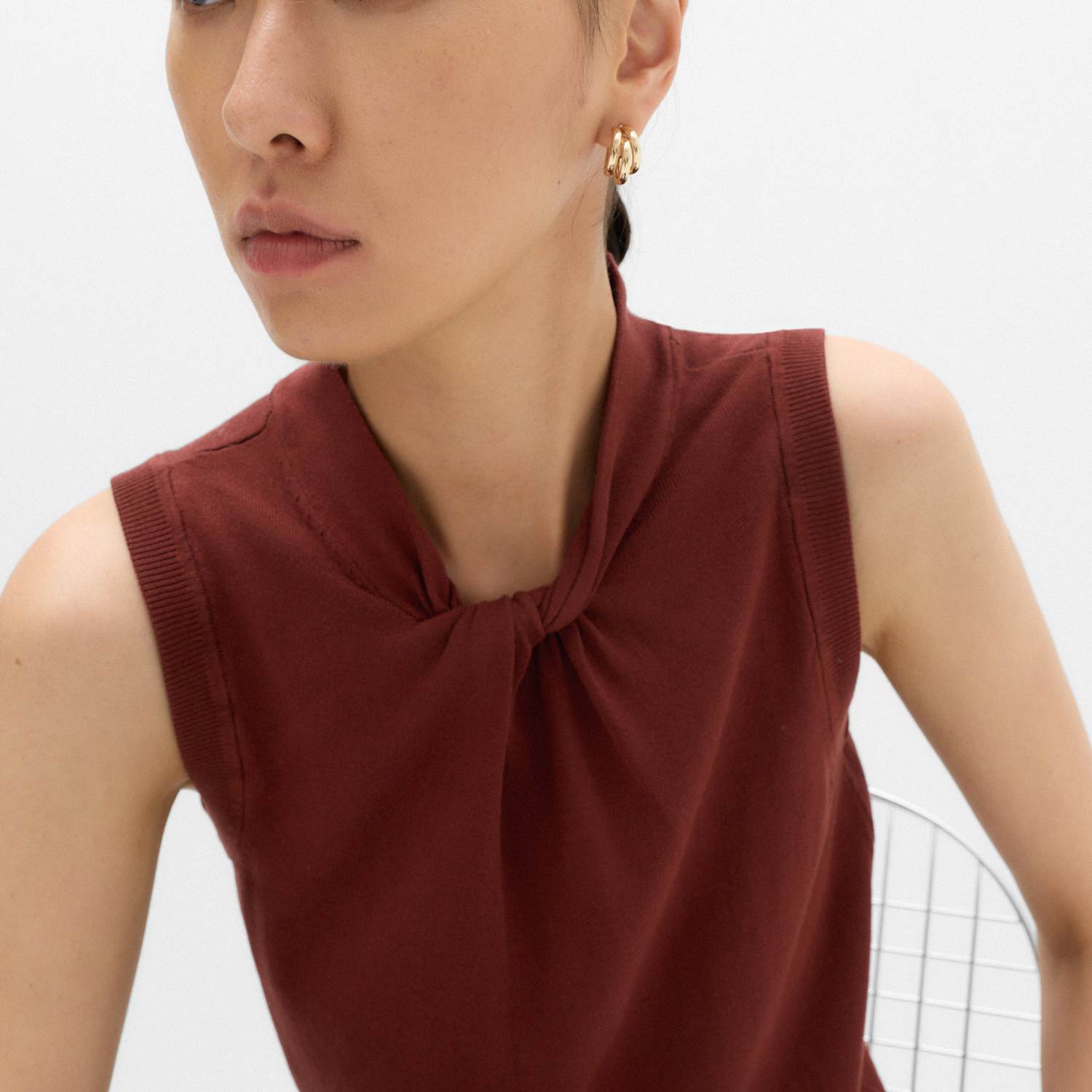 M&S Women's Twist Front Slim Knitted Vest - Small - Chestnut