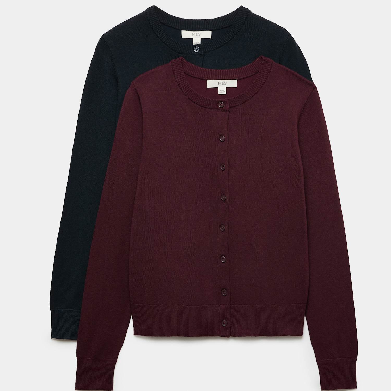 M&S Women's 2 Pack Crew Neck Slim Fit Cardigan - Small - Multi