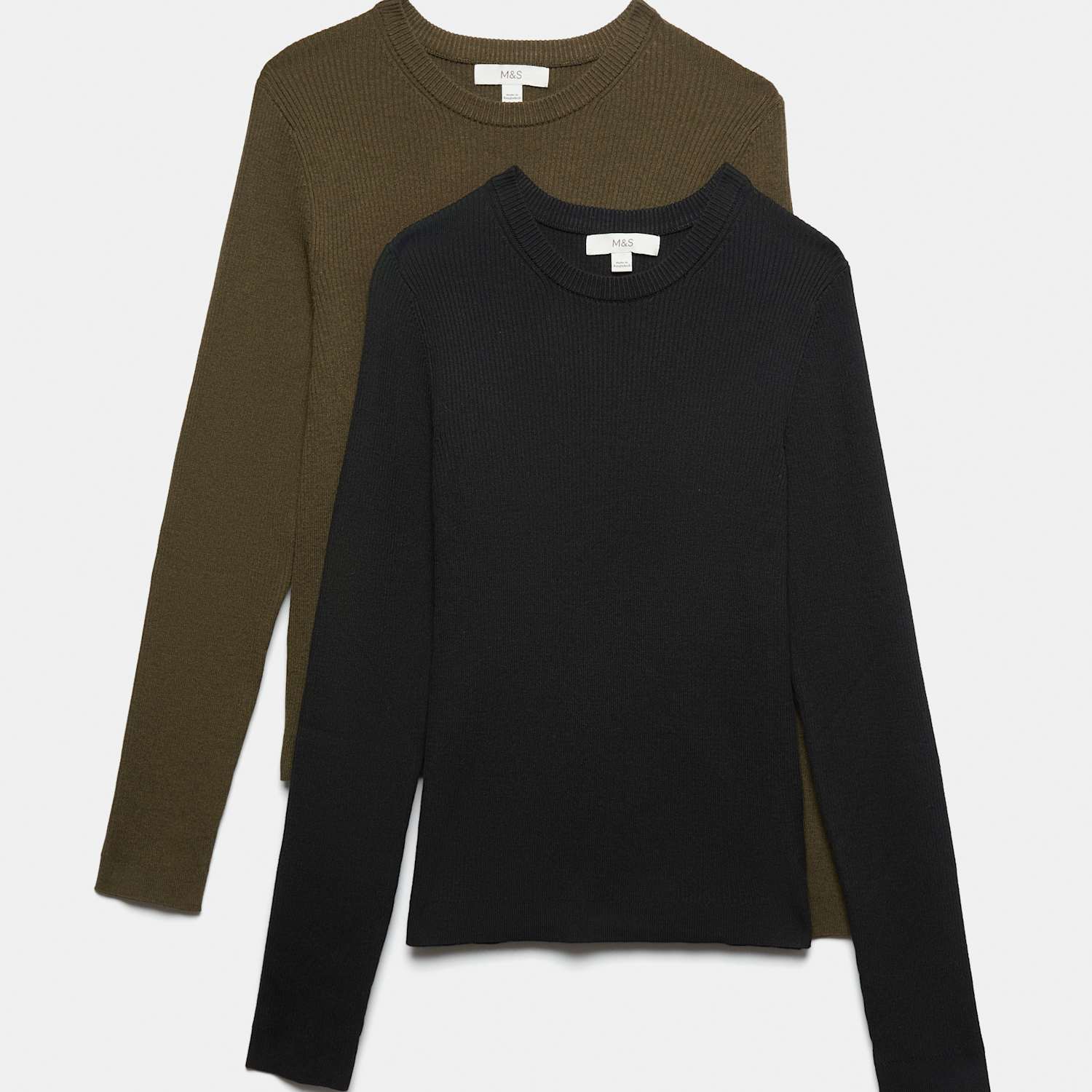 M&S Women's 2 Pack Ribbed Slim Fit Jumpers - Small - Multi