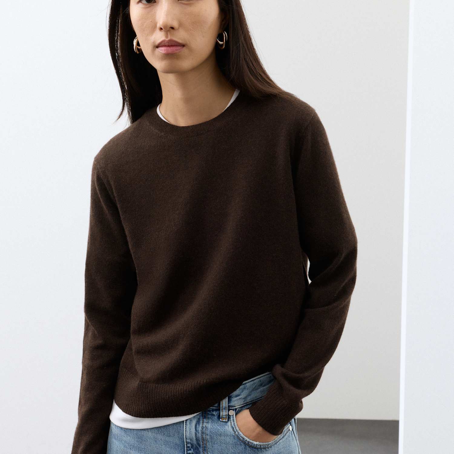 Autograph Women's Pure Cashmere Crew Neck Jumper - Medium - Bitter Chocolate