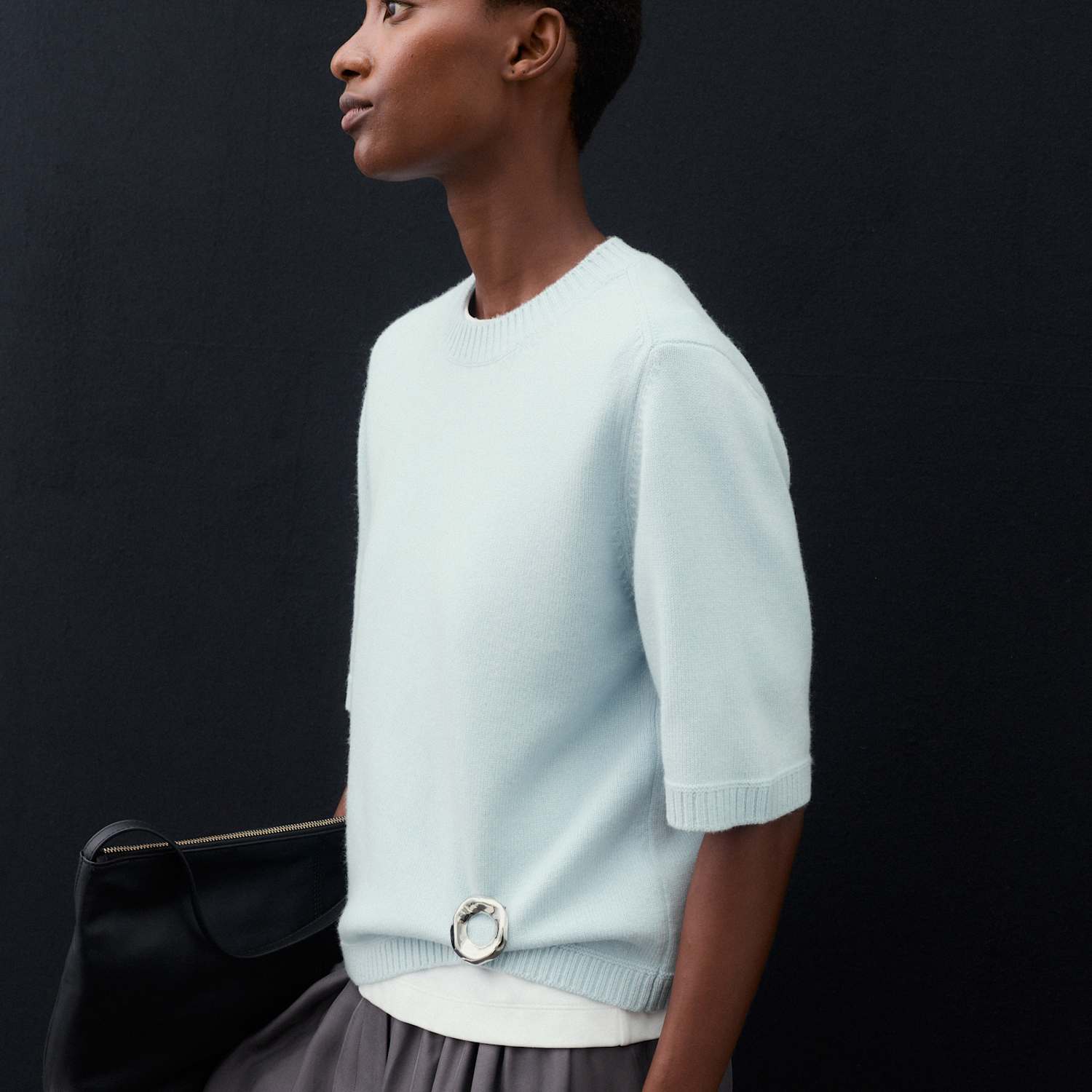 Autograph Women's Merino Wool Rich Knitted Top with Cashmere - Small - Ice Blue