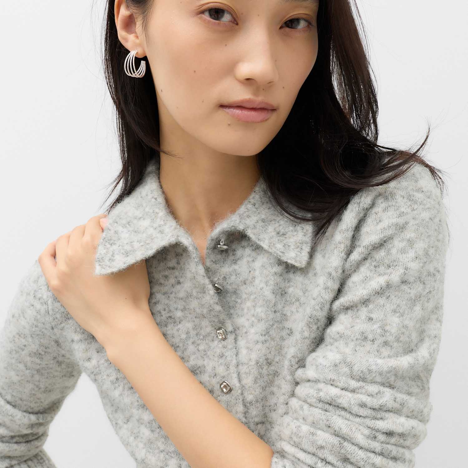 M&S Women's Embellished Button Detail Jumper - Small - Light Grey