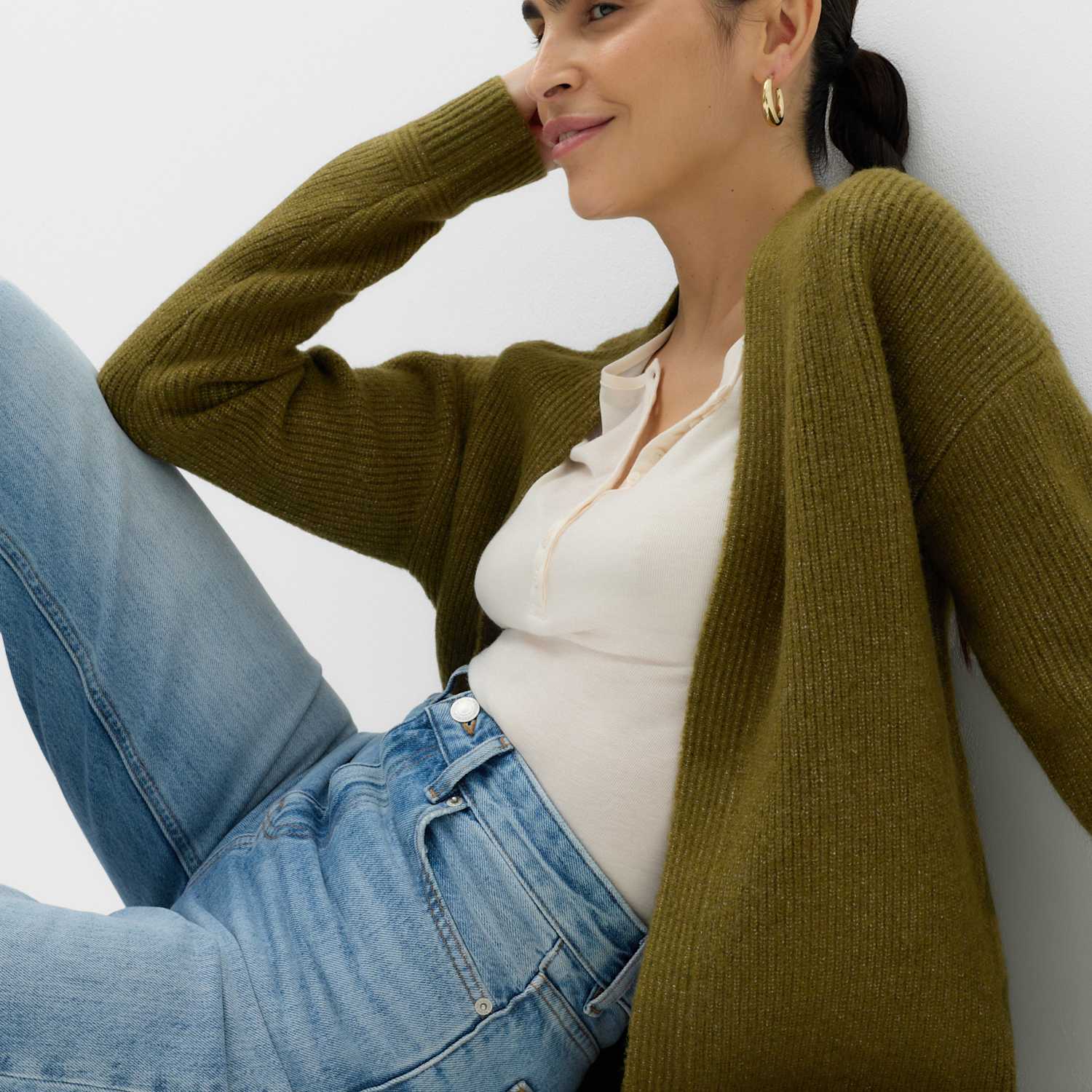 M&S Women's Edge To Edge Longline Cardigan - Medium - Sage