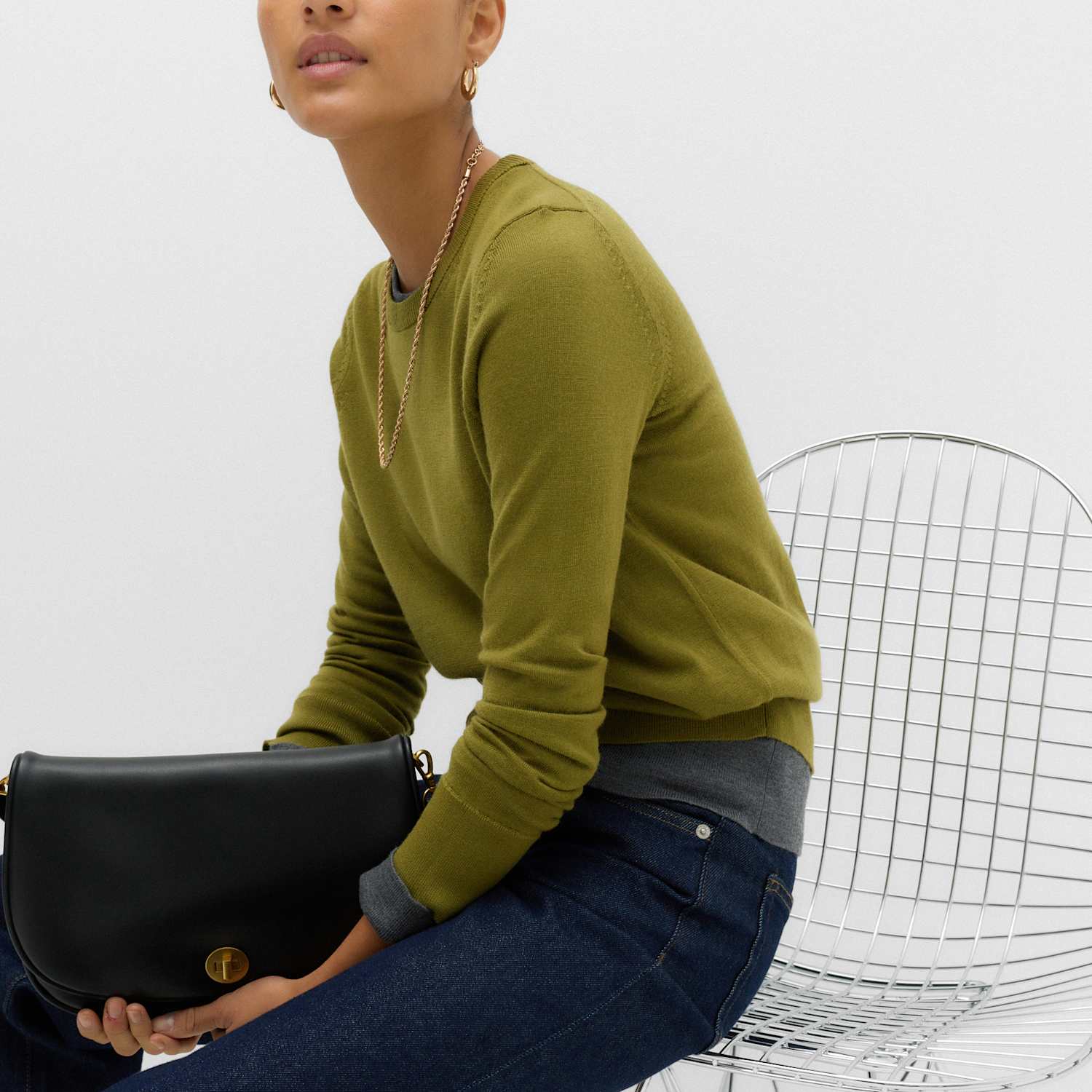 M&S Women's Pure Merino Crew Neck Jumper - Small - Moss